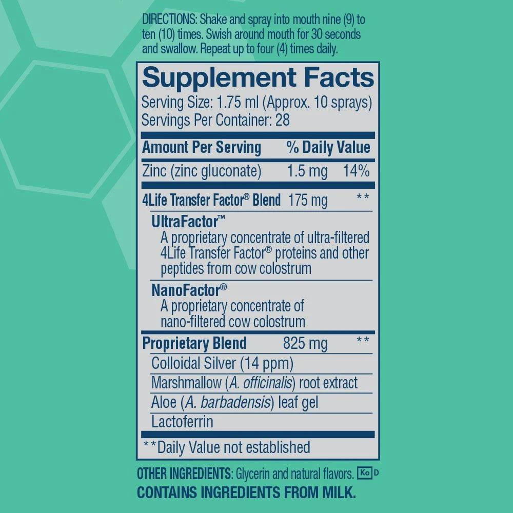 4Life Transfer Factor Immune Spray - Mint Flavor