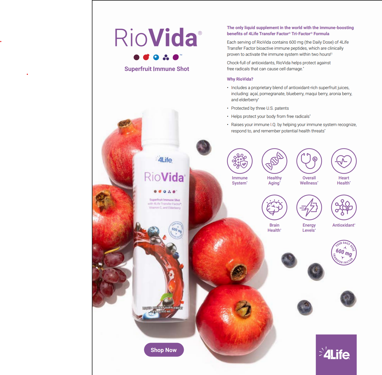 4Life Transfer Factor RioVida - Superfruit shot for immune and antioxidant support